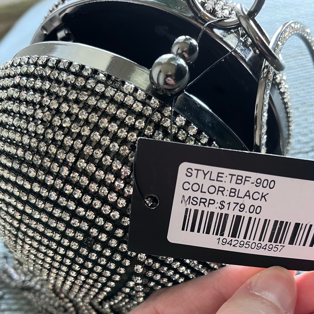 Badgley Mischka NWT with Flaws Spherical Minaudiere Sparkly Evening Clutch Bag - Picture 7 of 12